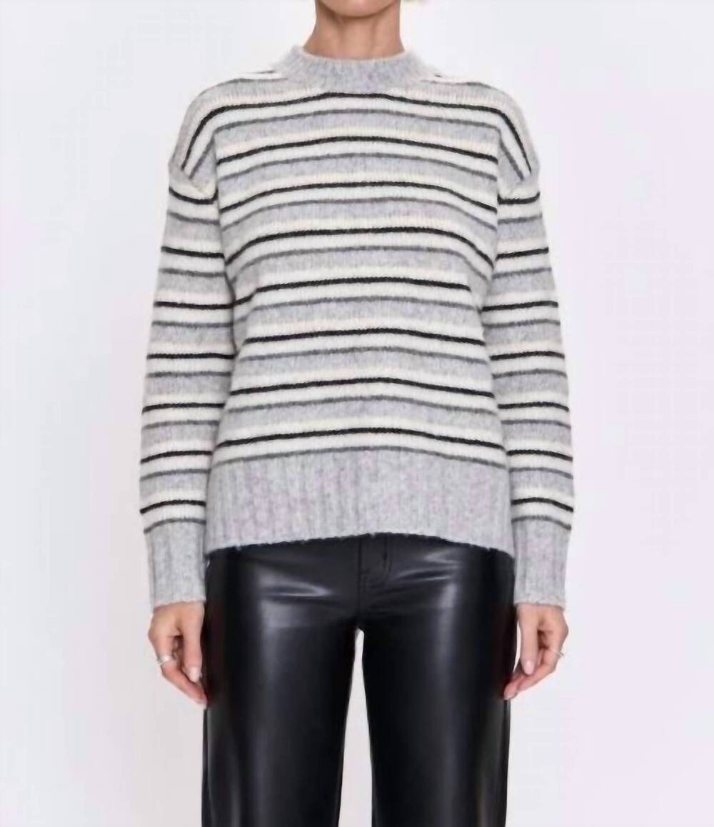 NEW PISTOLA women's hanna sweater in grey white stripe